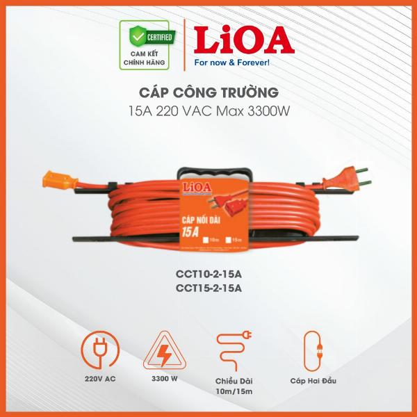 Cáp Công Trường LiOA. Dài 10m, 15m. Lõi Đồng. Nhíp Làm Từ Đồng Nguyên Chất. Vỏ Nhựa PVC Chống Thấm