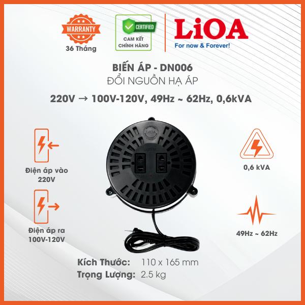 Biến Áp Đổi Nguồn Hạ Áp 1 Pha LiOA 200VA. Điện Áp Vào 220V, Điện Áp Ra 100V